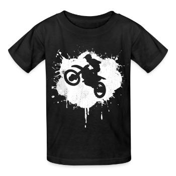 Motocross Fahrer Streetart - Kinder T-Shirt von Russell - Schwarz - Vorne - AI Model Kid Male (0cm)