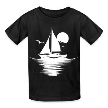 Segeln Zeichnung - Kinder T-Shirt von Russell - Schwarz - Vorne - AI Model Kid Male (0cm)