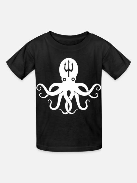Weißer Oktopus - Kinder T-Shirt von Russell - Schwarz