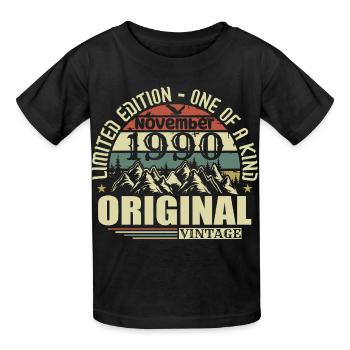 Anniversaire novembre 1990 - T-shirts Russell Enfant - noir - Devant - AI Model Kid Male (0cm)