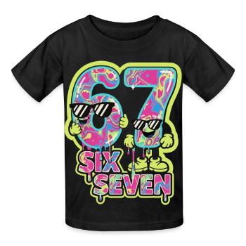 Kids Meme 67 Six Seven 6 7 Italian meme - Kinder T-Shirt von Russell - Schwarz - Vorne - AI Model Kid Male (0cm)