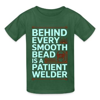 Soudeur derrière chaque soudage en acier à billes lisses - T-shirts Russell Enfant - vert bouteille - Devant - AI Model Kid Male (0cm)