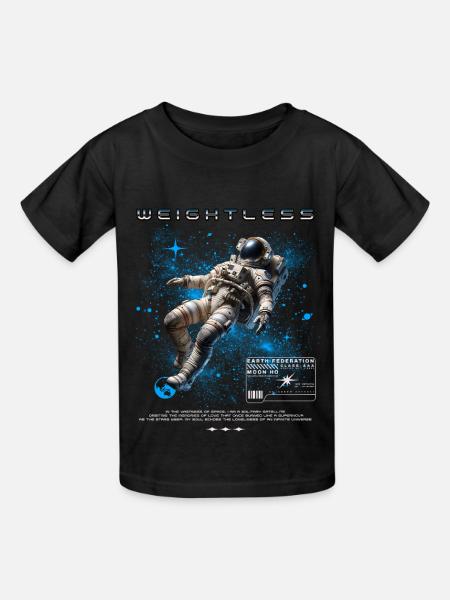 Schwerelos Astronaut Weltall - Kinder T-Shirt von Russell - Schwarz