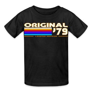 1979 - Kinder T-Shirt von Russell - Schwarz - Vorne - AI Model Kid Male (0cm)