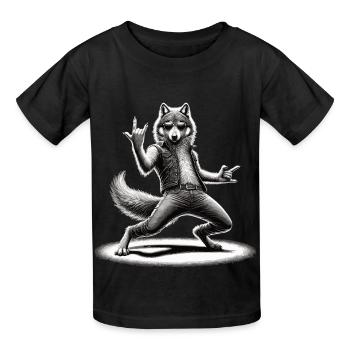 Rockiger Wolf – Cool & Wild - Kinder T-Shirt von Russell - Schwarz - Vorne - AI Model Kid Male (0cm)