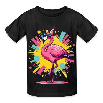 Party Flamingo – Buntes Sommermotiv - Kinder T-Shirt von Russell - Schwarz - Vorne - AI Model Kid Male (0cm)