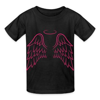 Engelsflügel in rosa - Kinder T-Shirt von Russell - Schwarz - Vorne - AI Model Kid Male (0cm)