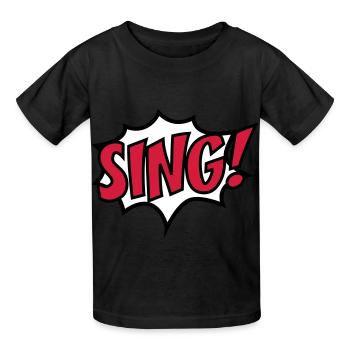 sing - Kids T-Shirt by Russell - black - Front - AI Model Kid Male (0cm)