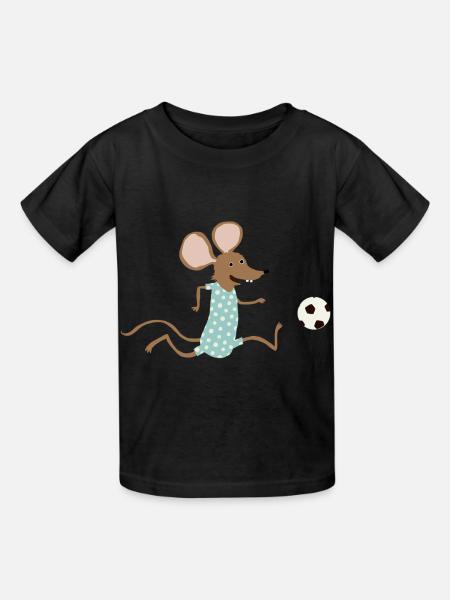 Maus spielt Fussball - Kinder T-Shirt von Russell - Schwarz