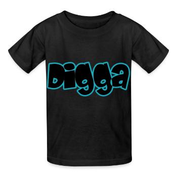 Digga - Kinder T-Shirt von Russell - Schwarz - Vorne - AI Model Kid Male (0cm)