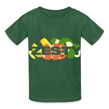 Zesty with Citrus Peel - Kids T-Shirt by Russell - bottle green - Front - AI Model Kid Male (0cm)