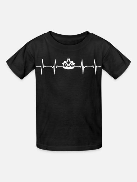 Zimmerer Zimmermann Herzschlag Zunftzeichen - Kinder T-Shirt von Russell - Schwarz