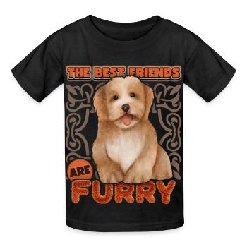 Bichon Chien havanais, aquarelle vintage, chien de race - T-shirts Russell Enfant - noir - Devant - AI Model Kid Male (0cm)