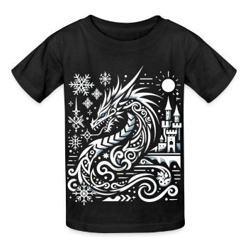 Ice dragon in the snow glow - Kids T-Shirt by Russell - black - Front - AI Model Kid Male (0cm)