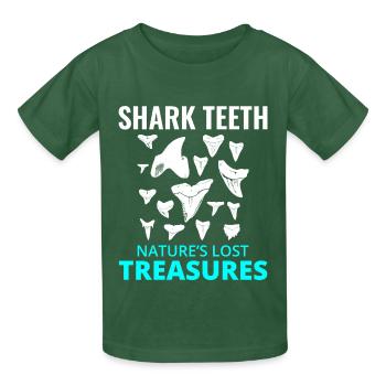 Haifischzähne Sammler Fossilienjagd Paläontologie - Kinder T-Shirt von Russell - Flaschengrün - Vorne - AI Model Kid Male (0cm)