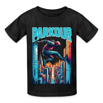 Parkour - Kinder T-Shirt von Russell - Schwarz - Vorne - AI Model Kid Male (0cm)