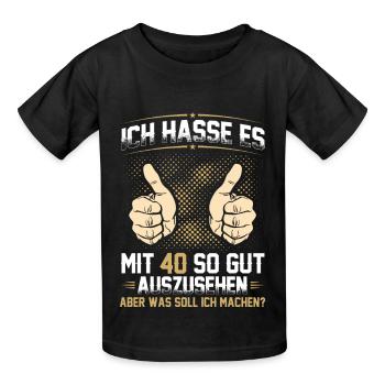 Ich hasse es mit 40 so gut auszusehen, aber was... - Kinder T-Shirt von Russell - Schwarz - Vorne - AI Model Kid Male (0cm)