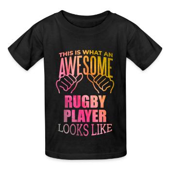 Rugby - Kinder T-Shirt von Russell - Schwarz - Vorne - AI Model Kid Male (0cm)