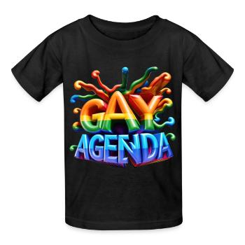 The Gay Agenda - Humor & Pride - Kids T-Shirt by Russell - black - Front - AI Model Kid Male (0cm)