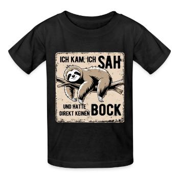 Ich kam, ich sah und hatte direkt keinen Bock - Kinder T-Shirt von Russell - Schwarz - Vorne - AI Model Kid Male (0cm)