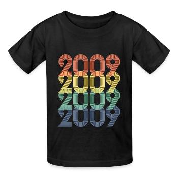 Cool Retro 2009, 14 ans, 14e anniversaire Ados - T-shirts Russell Enfant - noir - Devant - AI Model Kid Male (0cm)