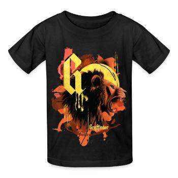 Harry Potter Haus Gryffindor Löwe - Kinder T-Shirt von Russell - Schwarz - Vorne - AI Model Kid Male (0cm)