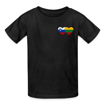 Slovenia Lithuania Flag Heart - Kids T-Shirt by Russell - black - Front - AI Model Kid Male (0cm)