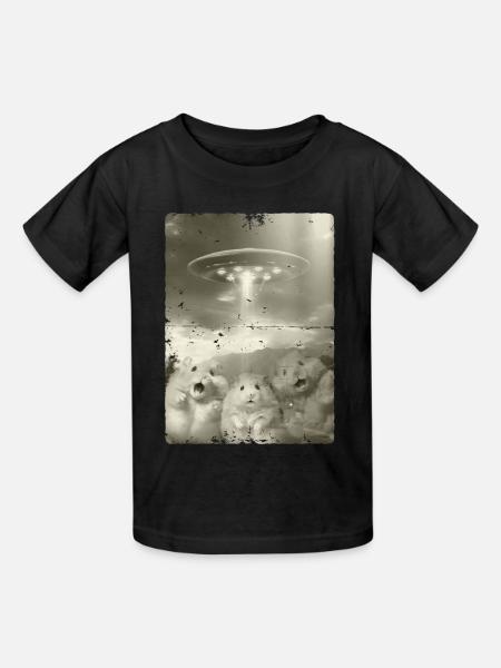 Alien Ufo Invasion Hamster - Kinder T-Shirt von Russell - Schwarz