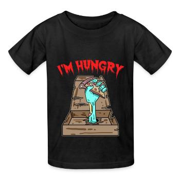 Zombie Pizza Ich habe Hunger - Kinder T-Shirt von Russell - Schwarz - Vorne - AI Model Kid Male (0cm)