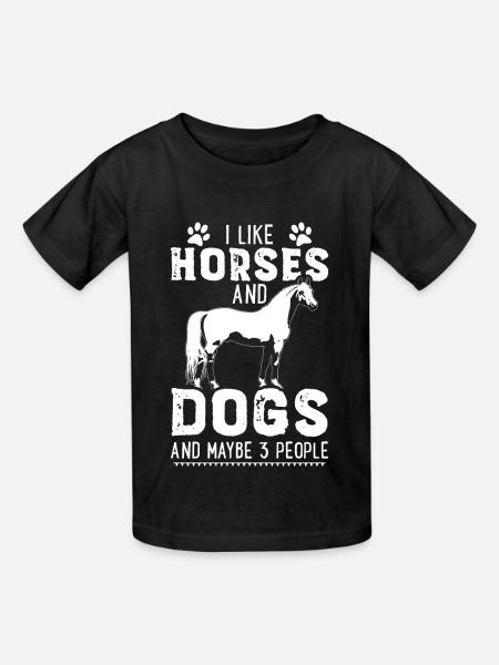 Pferde Hunde Pferdeliebhaber Geschenk Pferd Hund - Kinder T-Shirt von Russell - Schwarz