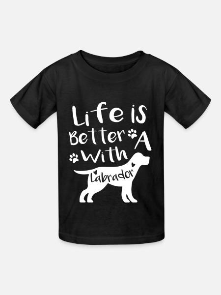 Life with labrador - Kinder T-Shirt von Russell - Schwarz