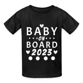 Bébé à bord grossesse enceinte 2023 - T-shirts Russell Enfant - noir - Devant - AI Model Kid Male (0cm)
