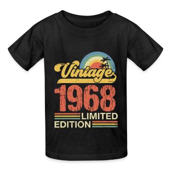 1968 - Kinder T-Shirt von Russell - Schwarz - Vorne - AI Model Kid Male (0cm)