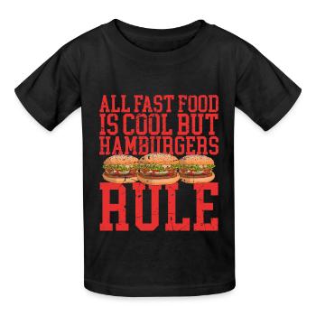 hamburger burger fast-food fast-food cadeau de restauration rapide - T-shirts Russell Enfant - noir - Devant - AI Model Kid Male (0cm)