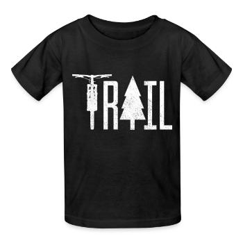 Mountainbike MTB Single Trail Geschenk - Kinder T-Shirt von Russell - Schwarz - Vorne - AI Model Kid Male (0cm)