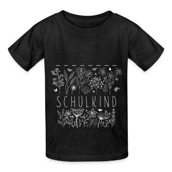 Schulkind Einschulung Blumen Schmetterlinge Schule - Kinder T-Shirt von Russell - Schwarz - Vorne - AI Model Kid Male (0cm)