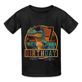 T-Rex Sonnenbrille 7 Jahre Junge 7. Geburtstag - Kinder T-Shirt von Russell - Schwarz - Vorne - AI Model Kid Male (0cm)