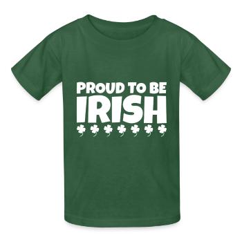 Proud To Be Irish Ireland Irish Shamrock - Kids T-Shirt by Russell - bottle green - Front - AI Model Kid Male (0cm)