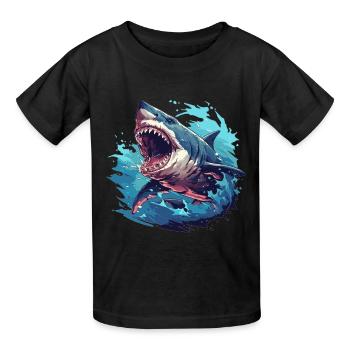 Haie Hai - Kinder T-Shirt von Russell - Schwarz - Vorne - AI Model Kid Male (0cm)