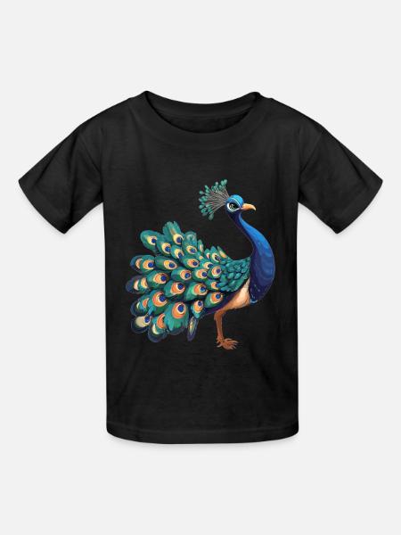 Pfaue Pfau - Kinder T-Shirt von Russell - Schwarz