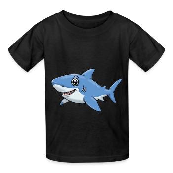 Dessin animé animalier requin - T-shirts Russell Enfant - noir - Devant - AI Model Kid Male (0cm)