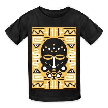 TRIBAL MASK - T-shirts Russell Enfant - noir - Devant - AI Model Kid Male (0cm)