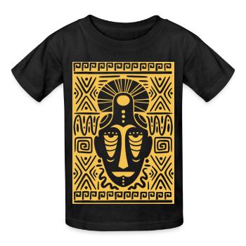 TRIBAL MASK - T-shirts Russell Enfant - noir - Devant - AI Model Kid Male (0cm)