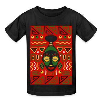 TRIBAL MASK - T-shirts Russell Enfant - noir - Devant - AI Model Kid Male (0cm)