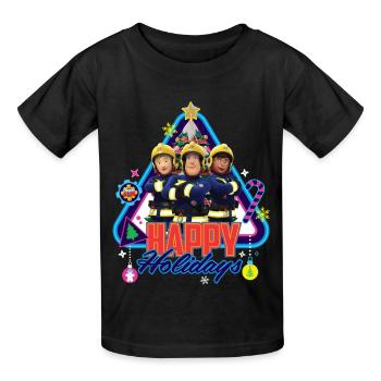 Feuerwehrmann Sam™ Happy Holidays From The Team - Kinder T-Shirt von Russell - Schwarz - Vorne - AI Model Kid Male (0cm)