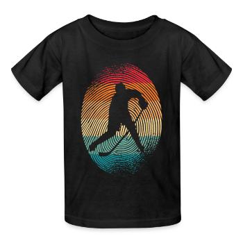 Eishockey Spieler Fingerabdruck Hockey - Kinder T-Shirt von Russell - Schwarz - Vorne - AI Model Kid Male (0cm)