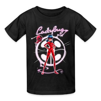 Miraculous Ladybug Mit Tikki - Kinder T-Shirt von Russell - Schwarz - Vorne - AI Model Kid Male (0cm)