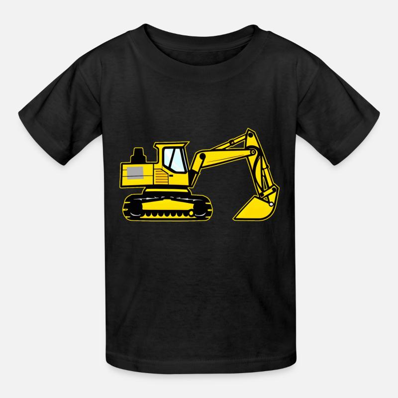 Kinder Bagger Gelber Schaufelbagger - Kinder T-Shirt von Russell - Schwarz