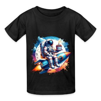 Astronaut Rakete Geburtstag - Kinder T-Shirt von Russell - Schwarz - Vorne - AI Model Kid Male (0cm)