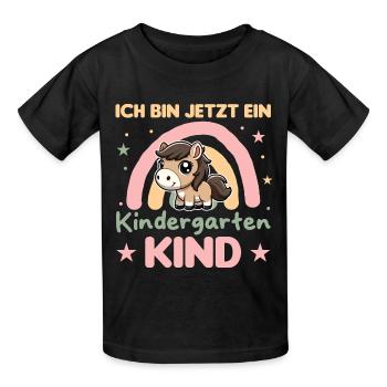 ich bin ein Kindergartenkind Regenbogen Pferd - Kinder T-Shirt von Russell - Schwarz - Vorne - AI Model Kid Male (0cm)